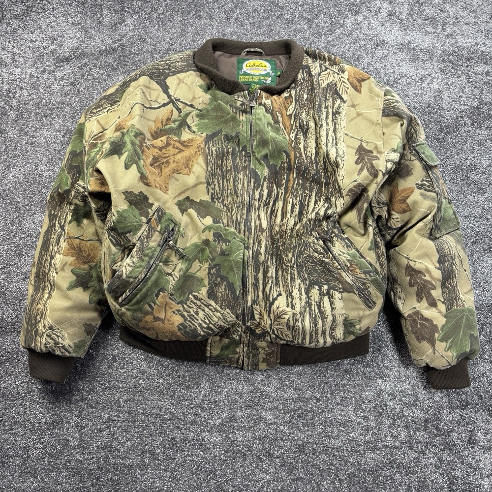 Cabela's Premier Northern Goose Down Hunting Puffer Jacket Large RealTree Camo
